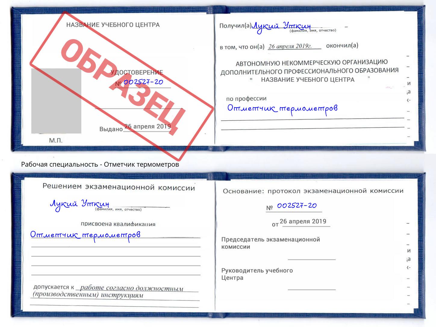 Отметчик термометров Туапсе