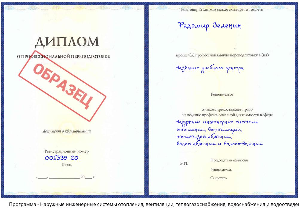 Наружные инженерные системы отопления, вентиляции, теплогазоснабжения, водоснабжения и водоотведения Туапсе