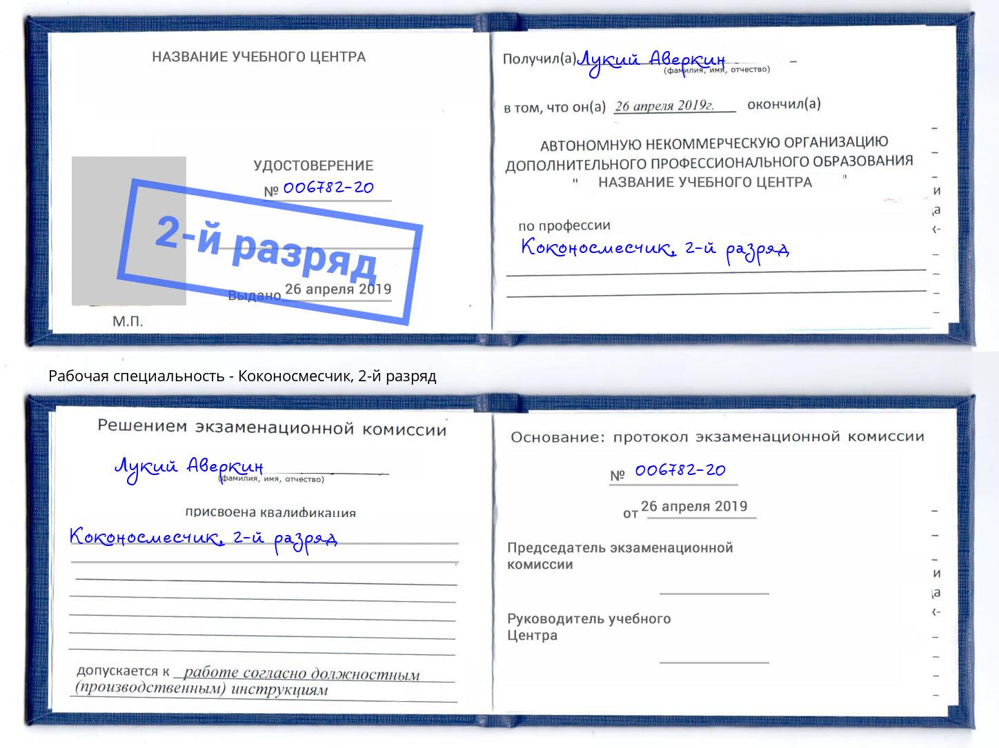 корочка 2-й разряд Коконосмесчик Туапсе