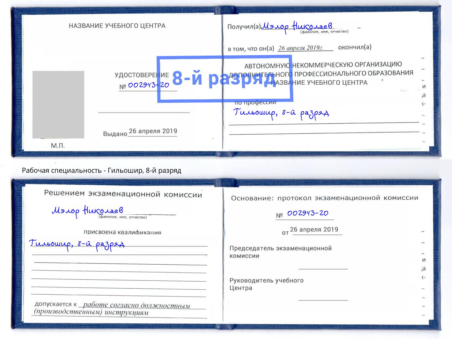 корочка 8-й разряд Гильошир Туапсе